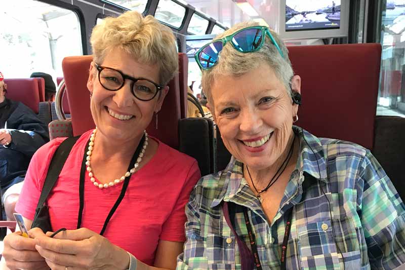 Jeanine Wagner & Margaret Simmons riding the train