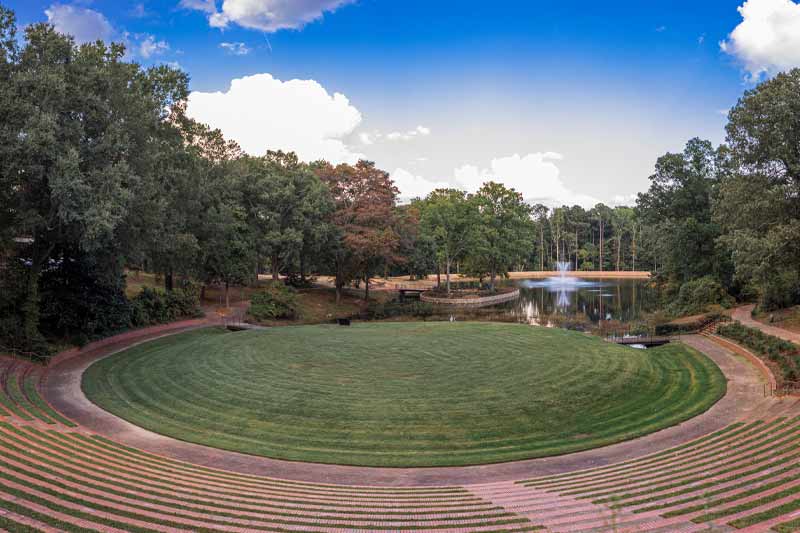 Meredith campus ampitheatre with the lake in the background.