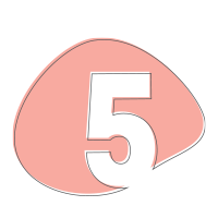 Decorative "5" on a pink paint splat.