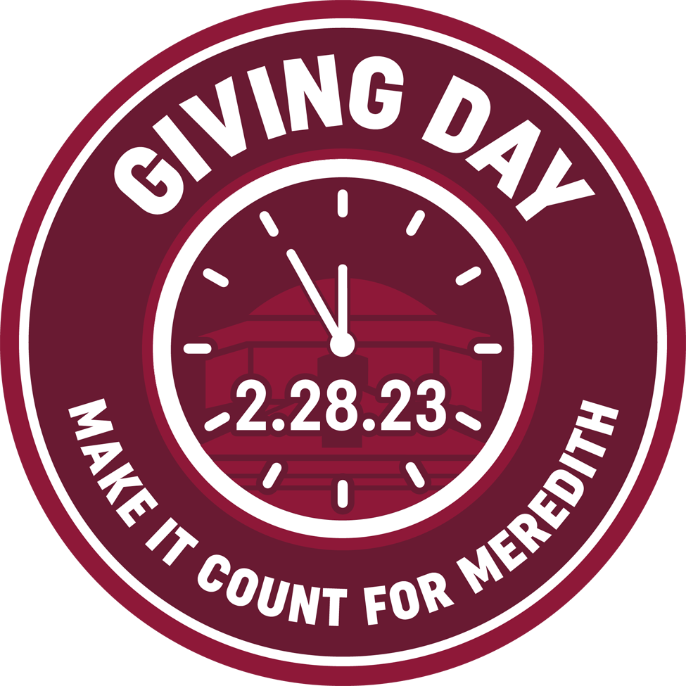 A logo that says "giving day, 2.28.23, Make it count for Meredith".