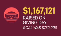 Graphic that says "$1,167,121 raised on giving day. Goal was $750,000".