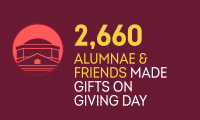Graphic that says "2,660 alumnae and friends made gifts on giving day".