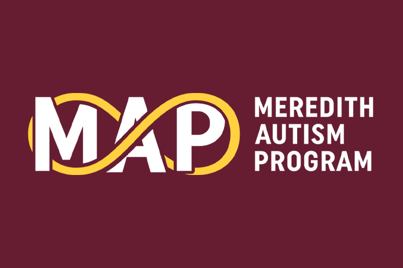 The Meredith Autism Program logo, letters M A P with a gold infinity sign woven through.